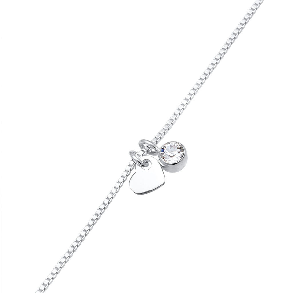 Silber - Elli | Armband Herz Anhänger | Mit Kristallen von Swarovski® (Weiß) | 925er Sterling Silber