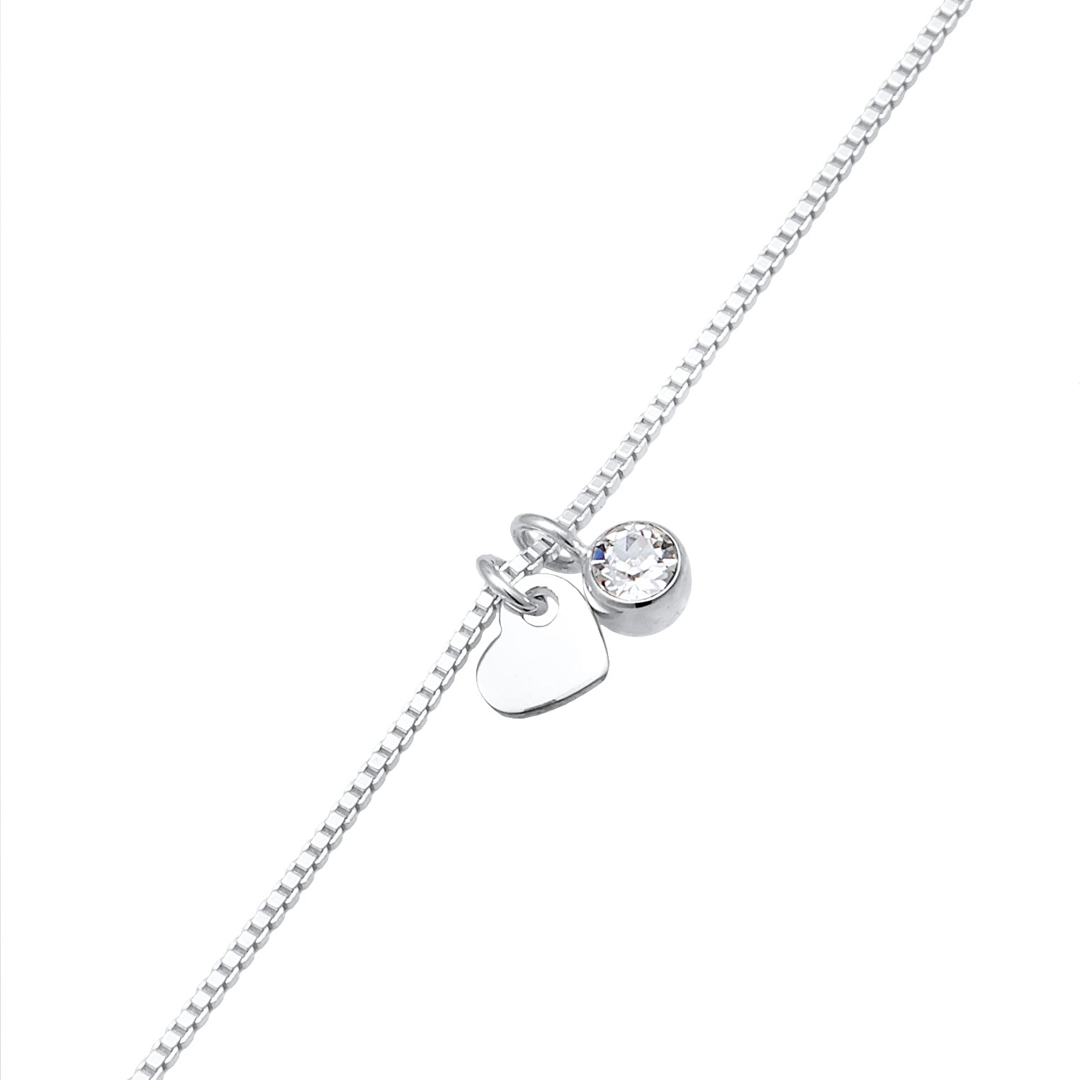 Silber - Elli | Armband Herz Anhänger | Mit Kristallen von Swarovski® (Weiß) | 925er Sterling Silber