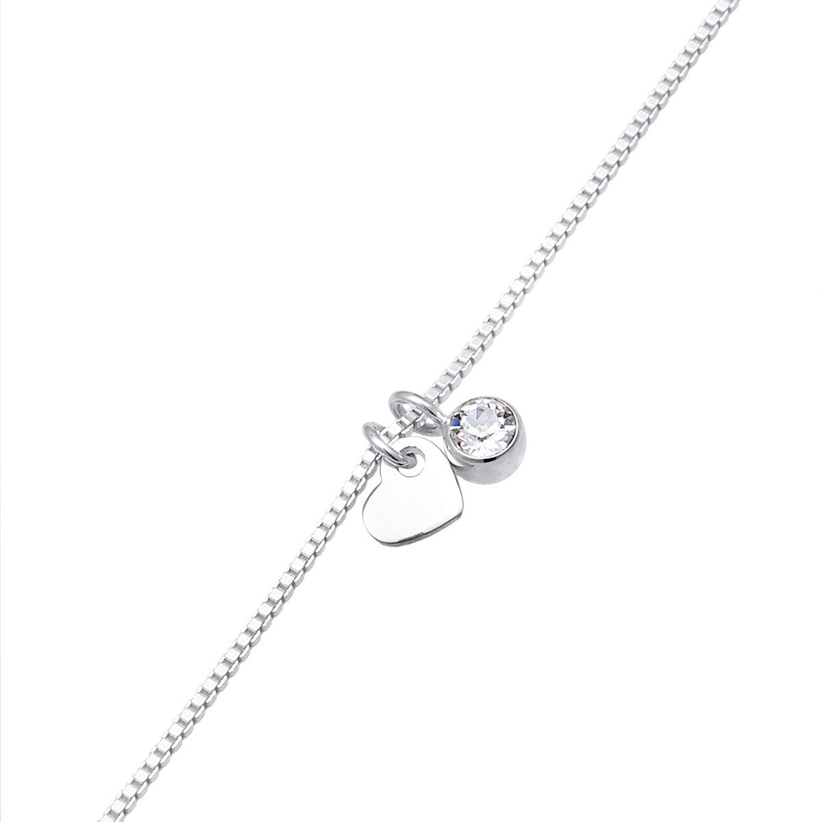 Silber - Elli | Armband Herz Anhänger | Mit Kristallen von Swarovski® (Weiß) | 925er Sterling Silber