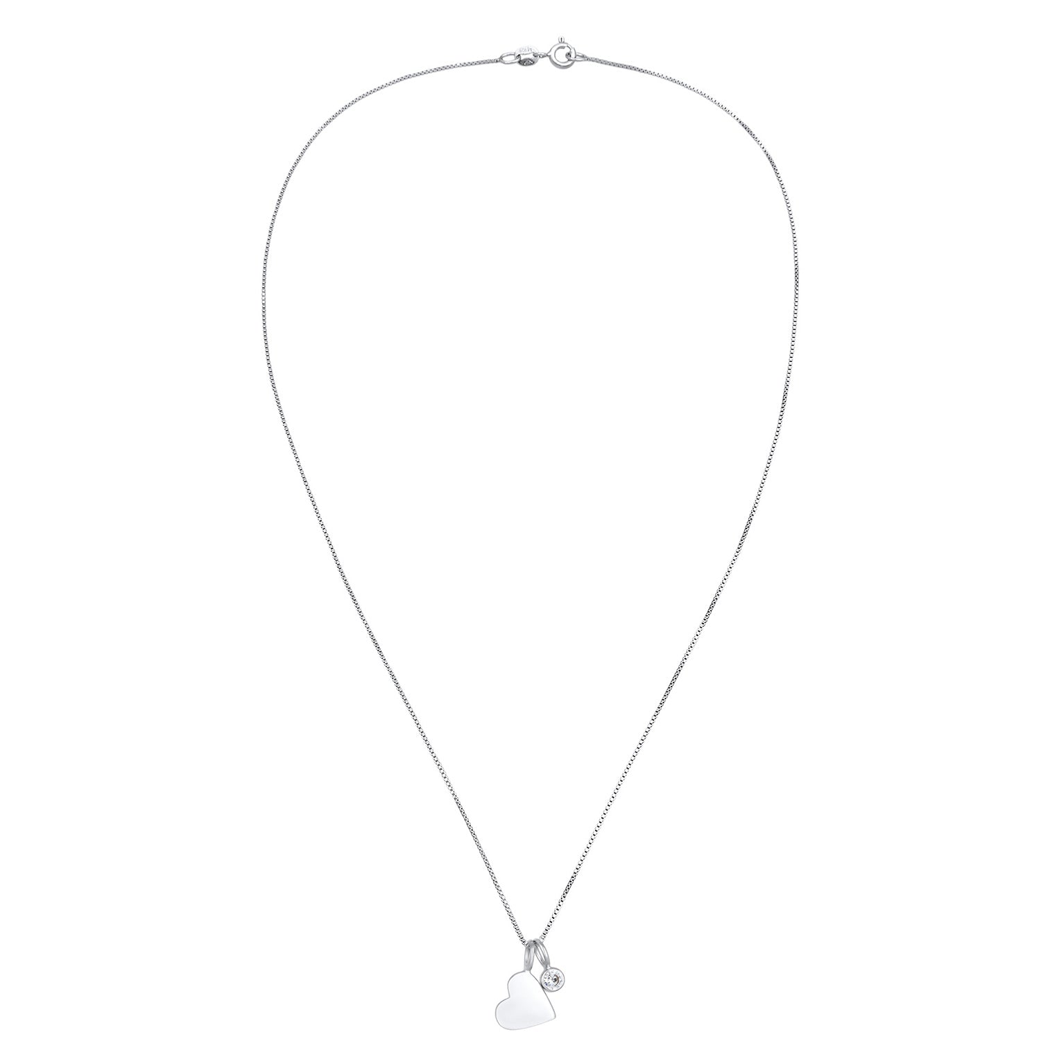 Silber - Elli | Solitär-Halskette Herz | Mit Kristallen von Swarovski® (Weiß) | 925er Sterling Silber