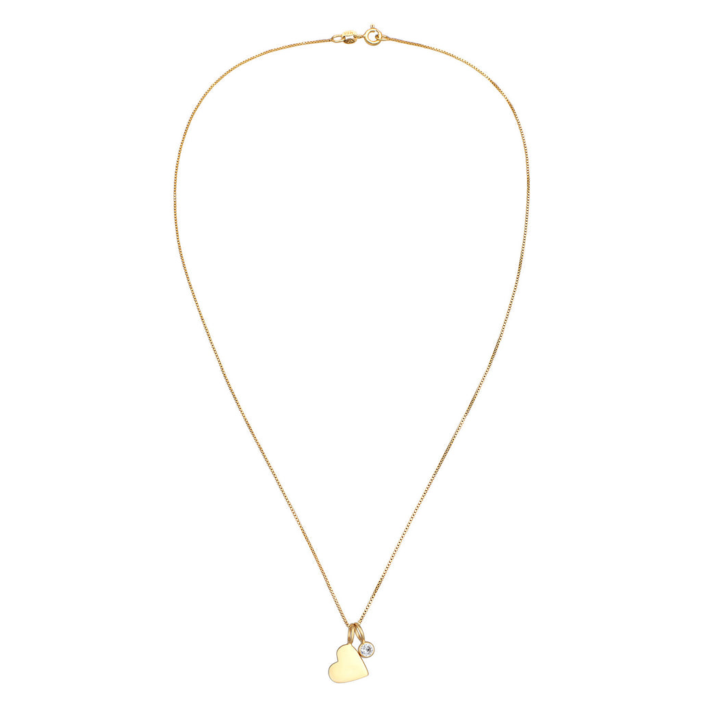Gold - Elli | Solitär-Halskette Herz | Mit Kristallen von Swarovski® (Weiß) | 925er Sterling Silber Vergoldet