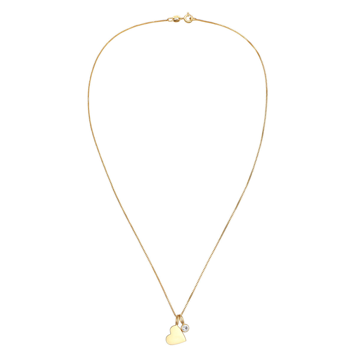 Gold - Elli | Solitär-Halskette Herz | Mit Kristallen von Swarovski® (Weiß) | 925er Sterling Silber Vergoldet