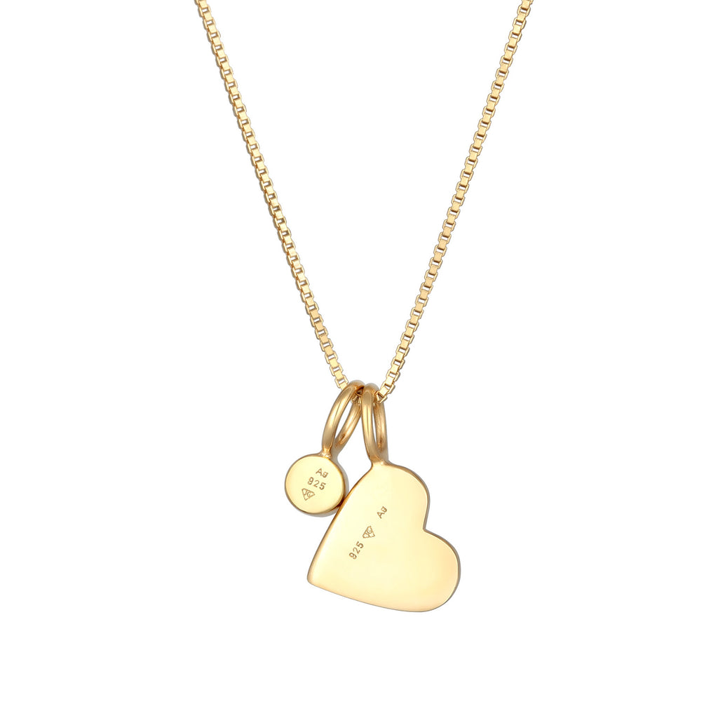 Gold - Elli | Solitär-Halskette Herz | Mit Kristallen von Swarovski® (Weiß) | 925er Sterling Silber Vergoldet