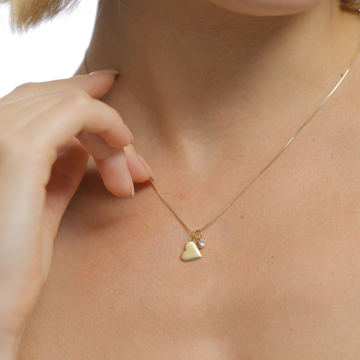 Gold - Elli | Solitär-Halskette Herz | Mit Kristallen von Swarovski® (Weiß) | 925er Sterling Silber Vergoldet