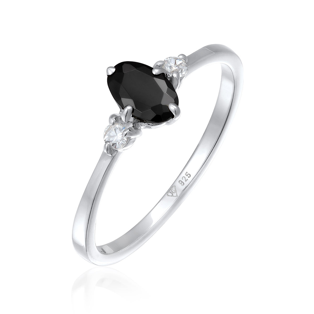 Schwarz - Elli | Verlobungsring Oval | Zirkonia (Schwarz) | 925er Sterling Silber