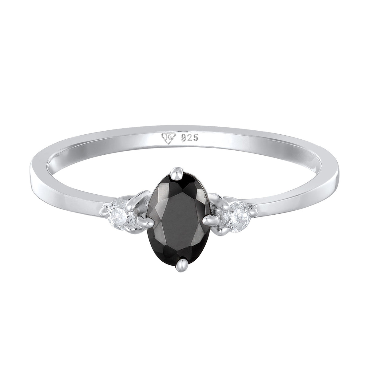 Schwarz - Elli | Verlobungsring Oval | Zirkonia (Schwarz) | 925er Sterling Silber
