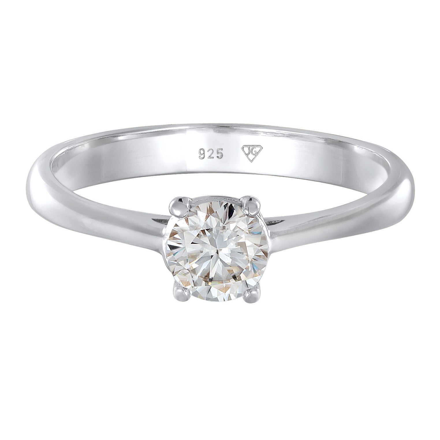 Silber - Elli PREMIUM | Verlobungsring Klassisch | Moissanite (Weiß) | 925er Sterling Silber