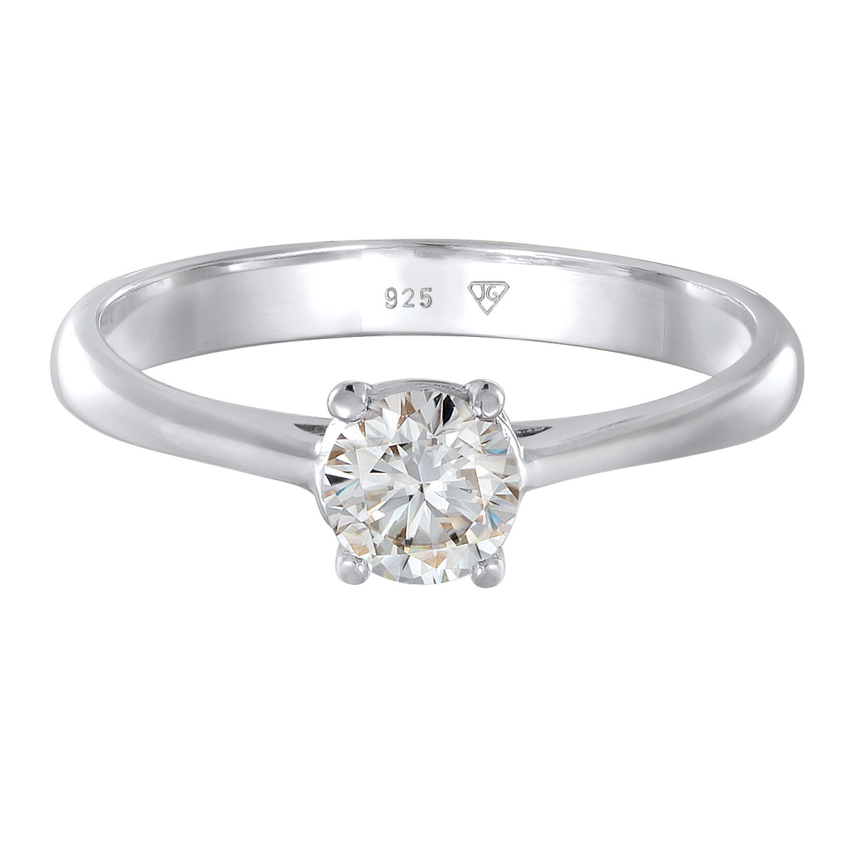 Silber - Elli PREMIUM | Verlobungsring Klassisch | Moissanite (Weiß) | 925er Sterling Silber