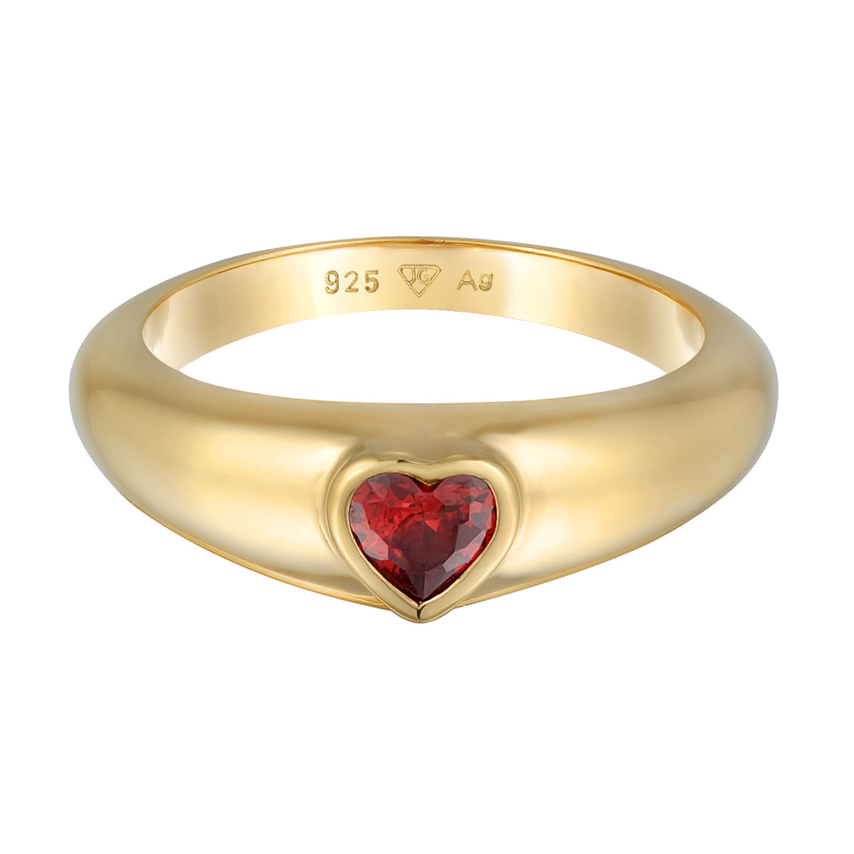 Rot - Elli | Bandring Herz | Zirkonia (Rot) | 925er Sterling Silber