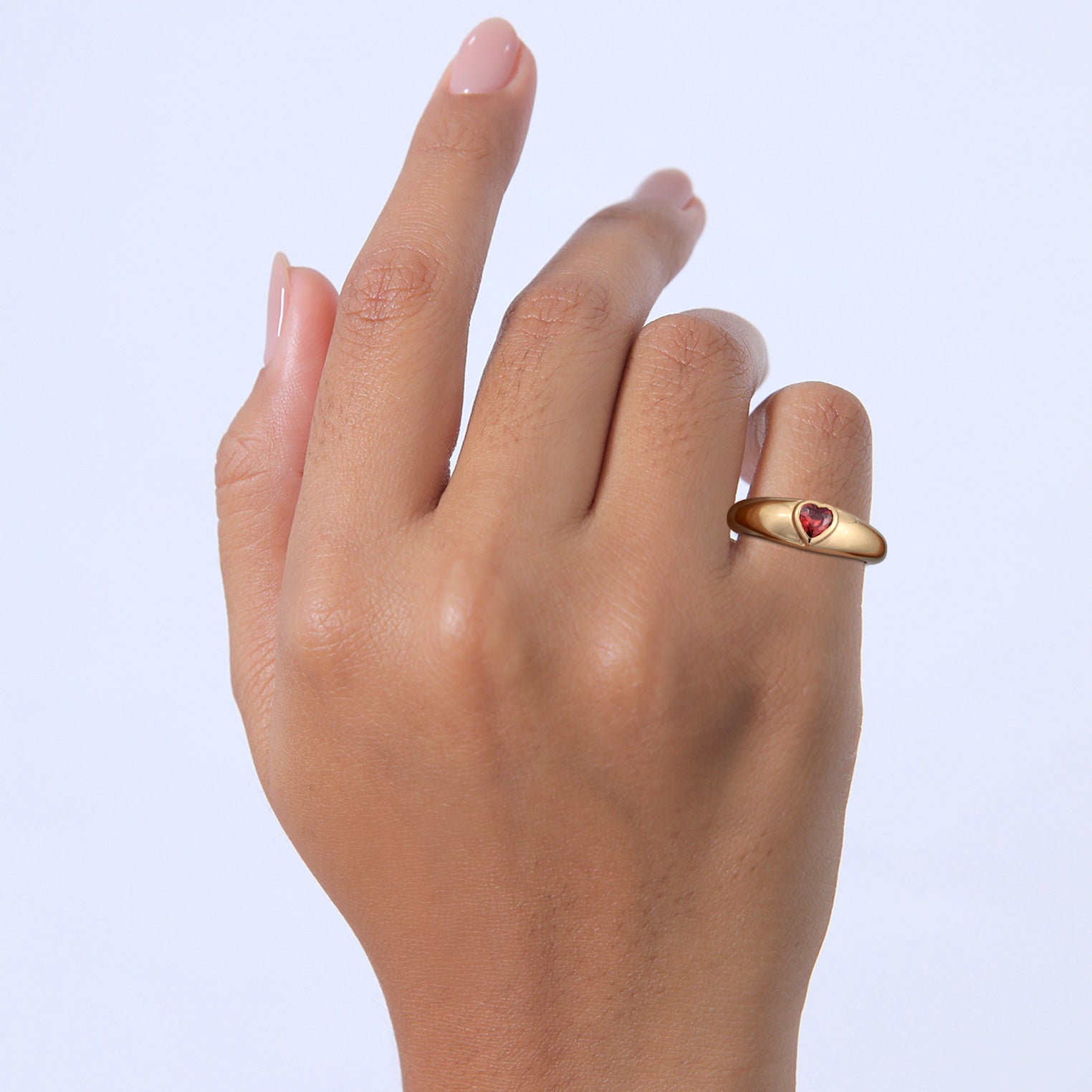 Rot - Elli | Bandring Herz | Zirkonia (Rot) | 925er Sterling Silber