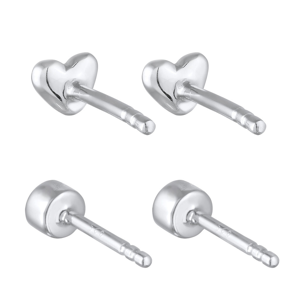 Silber - Elli | Ohrstecker Set Herz | Mit Kristallen von Swarovski® (Weiß) | 925er Sterling Silber