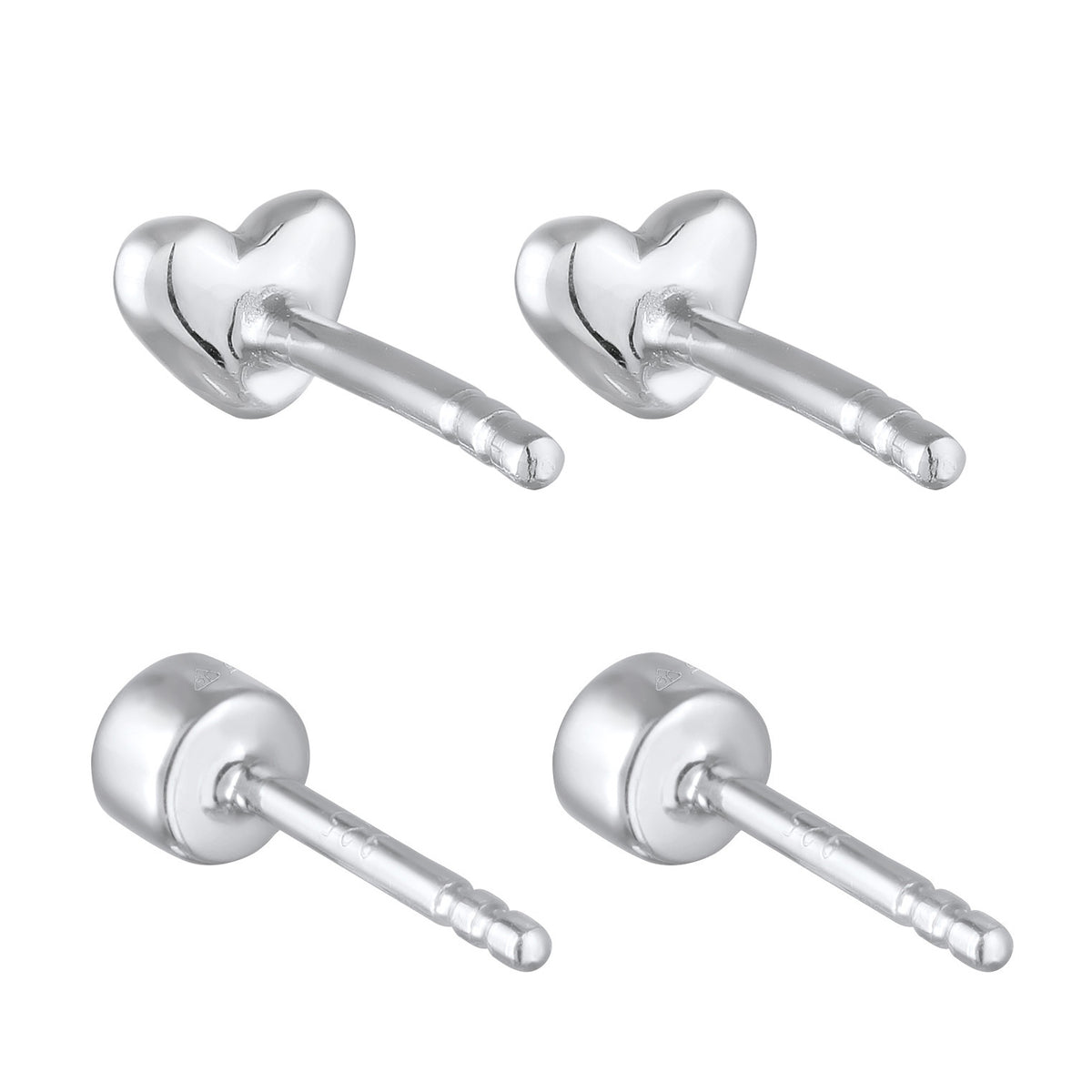 Silber - Elli | Ohrstecker Set Herz | Mit Kristallen von Swarovski® (Weiß) | 925er Sterling Silber