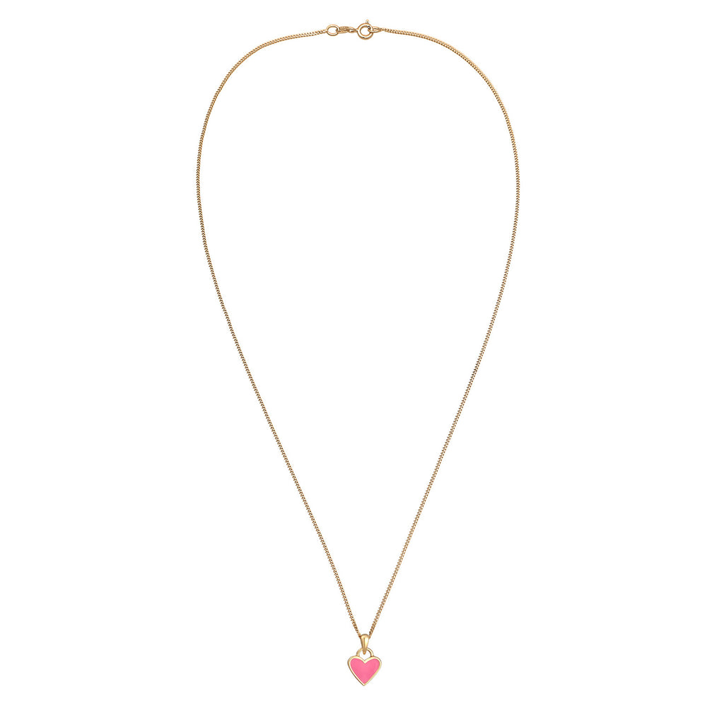 Pink - Elli | Halskette Herz Anhänger | Emaille (Pink) | 925er Sterling Silber Vergoldet