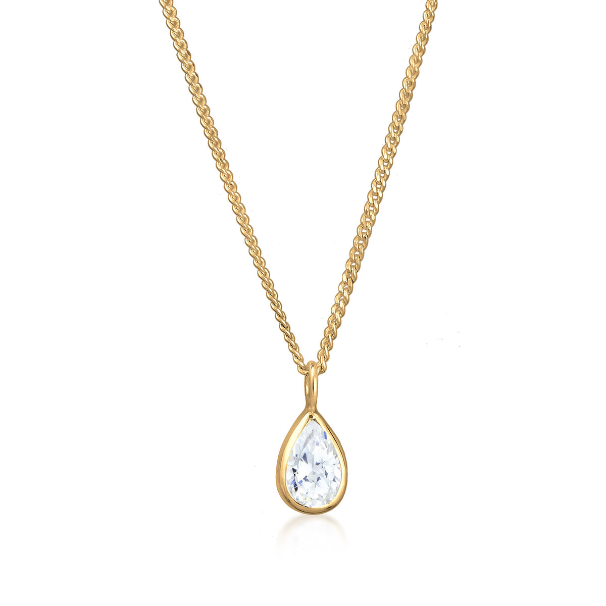 Weiß - Elli | Halskette Tropfen | Zirkonia (Weiß) | 925er Sterling Silber Vergoldet