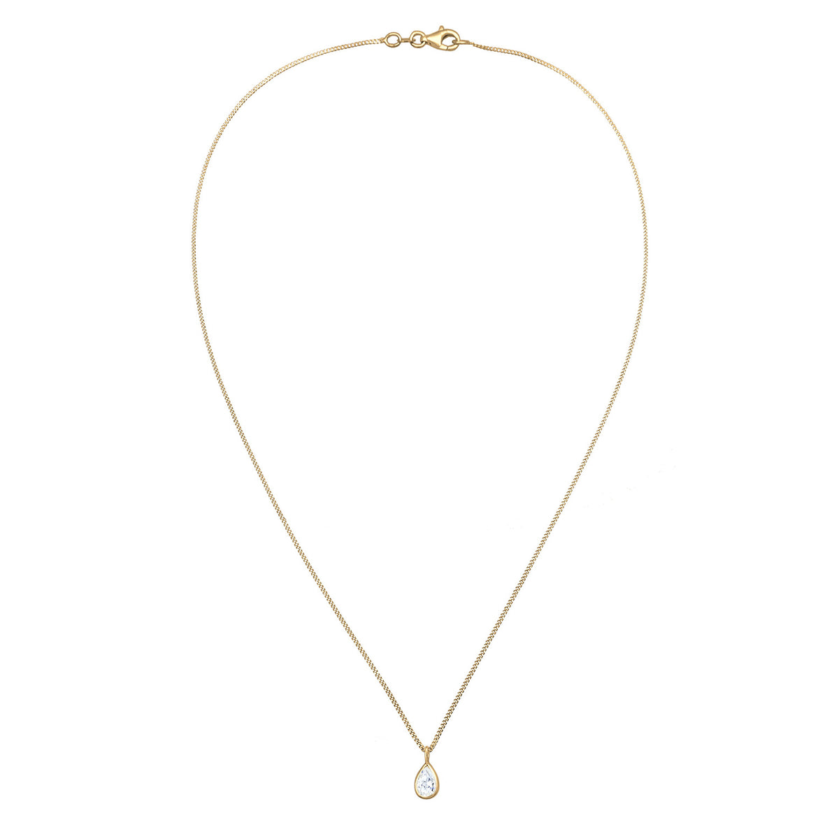 Weiß - Elli | Halskette Tropfen | Zirkonia (Weiß) | 925er Sterling Silber Vergoldet