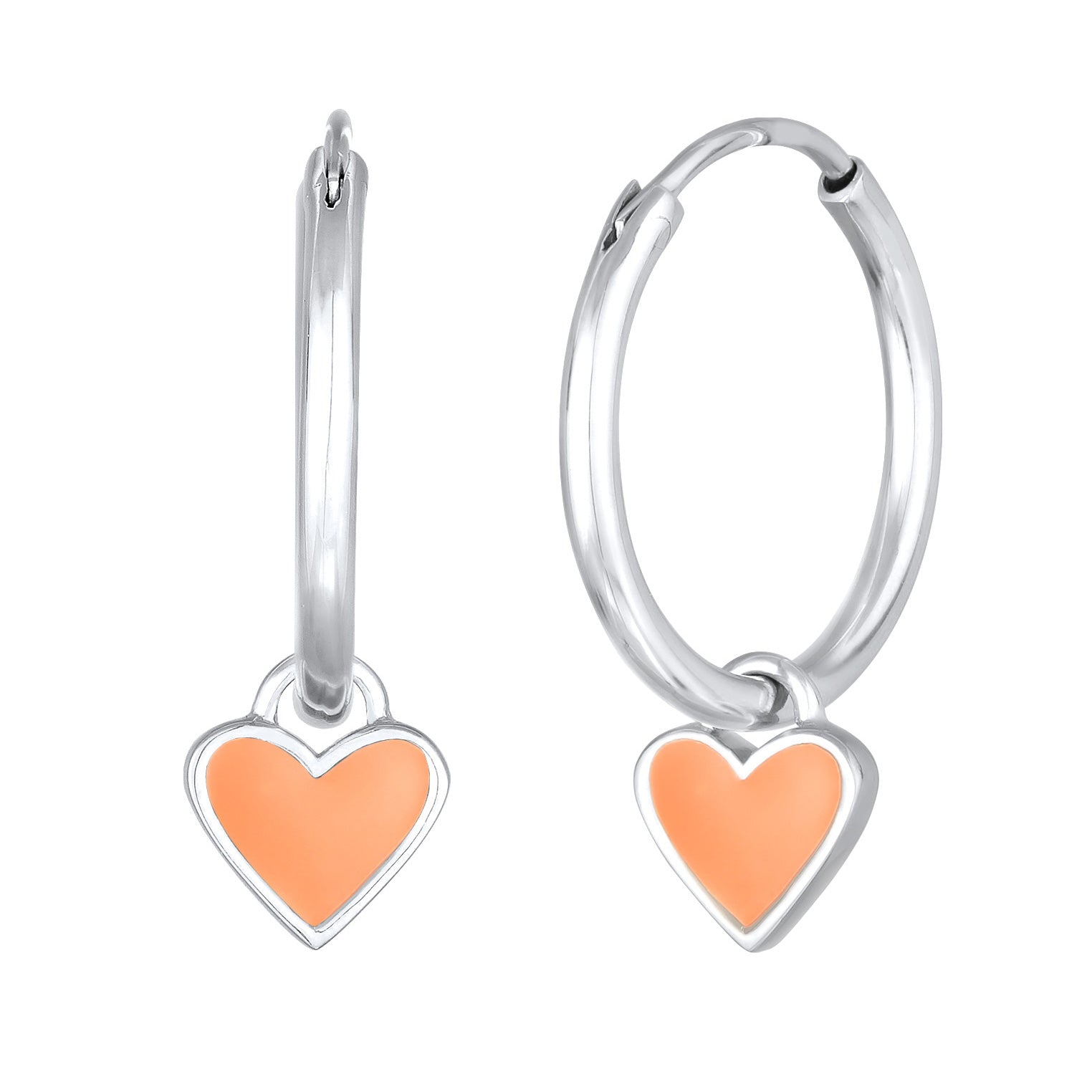 Orange - Elli | Creolen Herz | Emaille (Orange) | 925er Sterling Silber