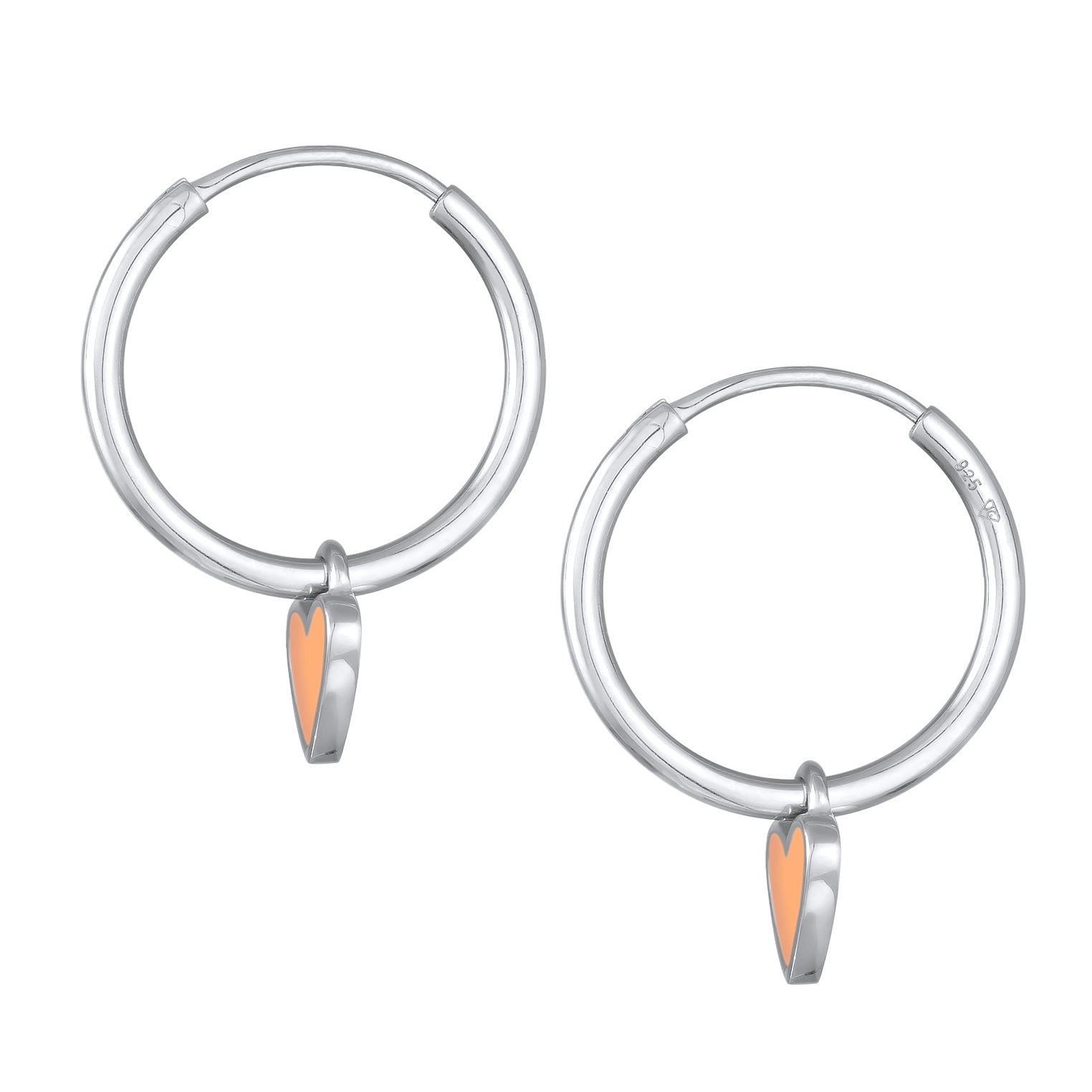 Orange - Elli | Creolen Herz | Emaille (Orange) | 925er Sterling Silber