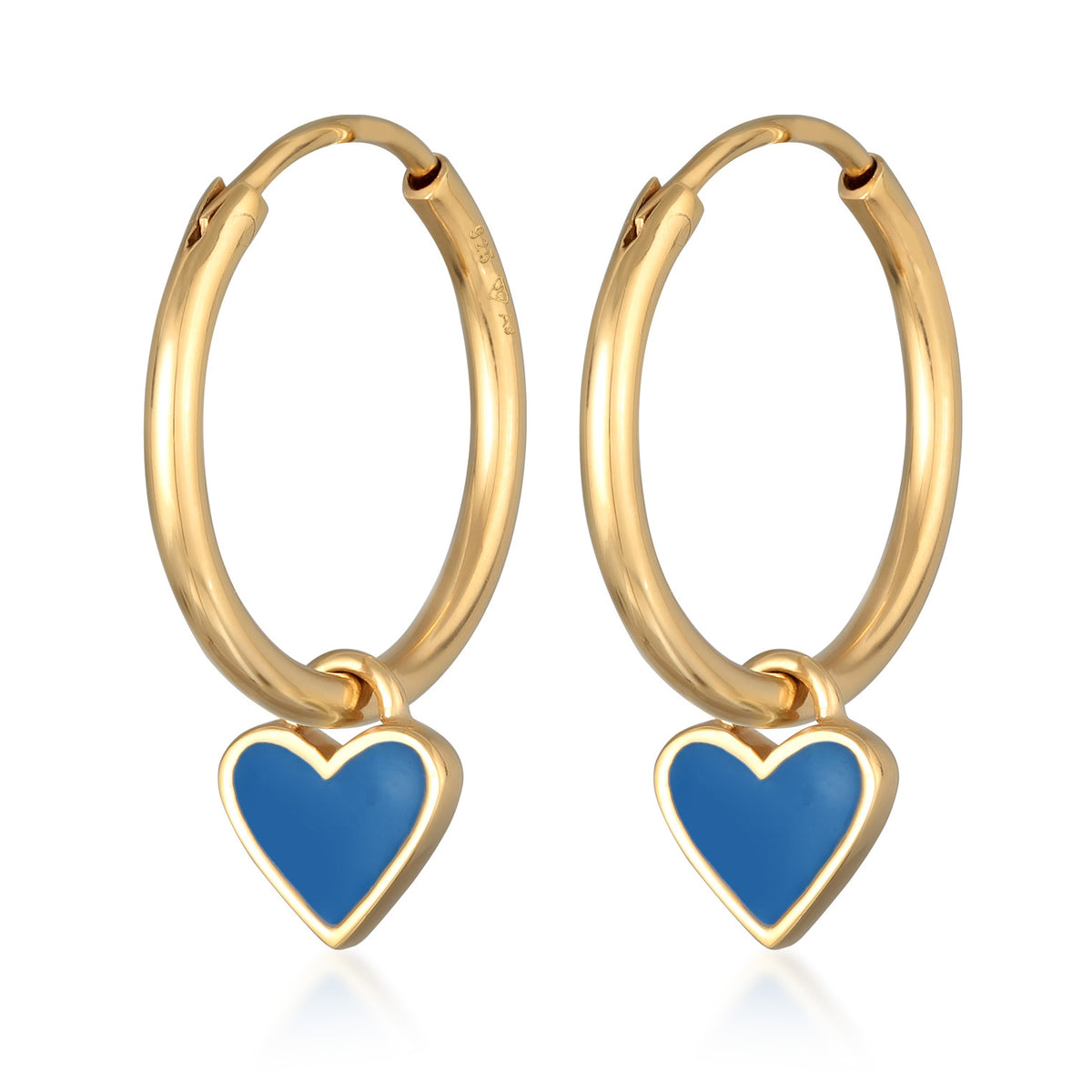 Blau - Elli | Creolen Herz | Emaille (Blau) | 925er Sterling Silber Vergoldet