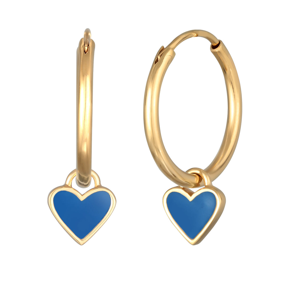 Blau - Elli | Creolen Herz | Emaille (Blau) | 925er Sterling Silber Vergoldet