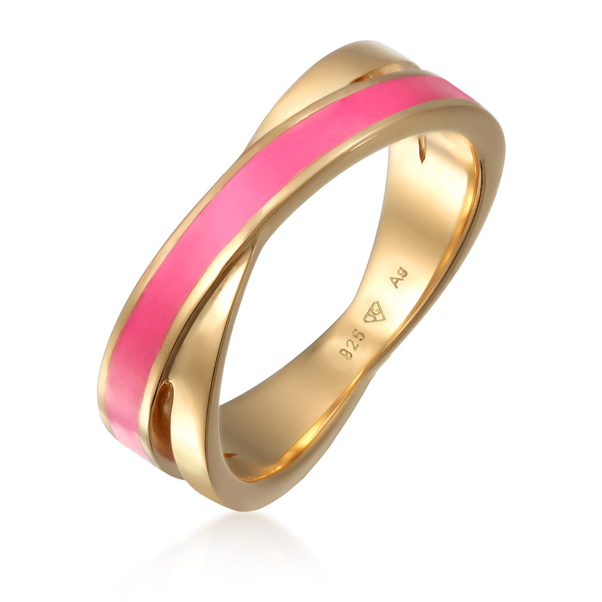 Pink - Elli | Wickelring | Emaille (Pink) | 925er Sterling Silber Vergoldet