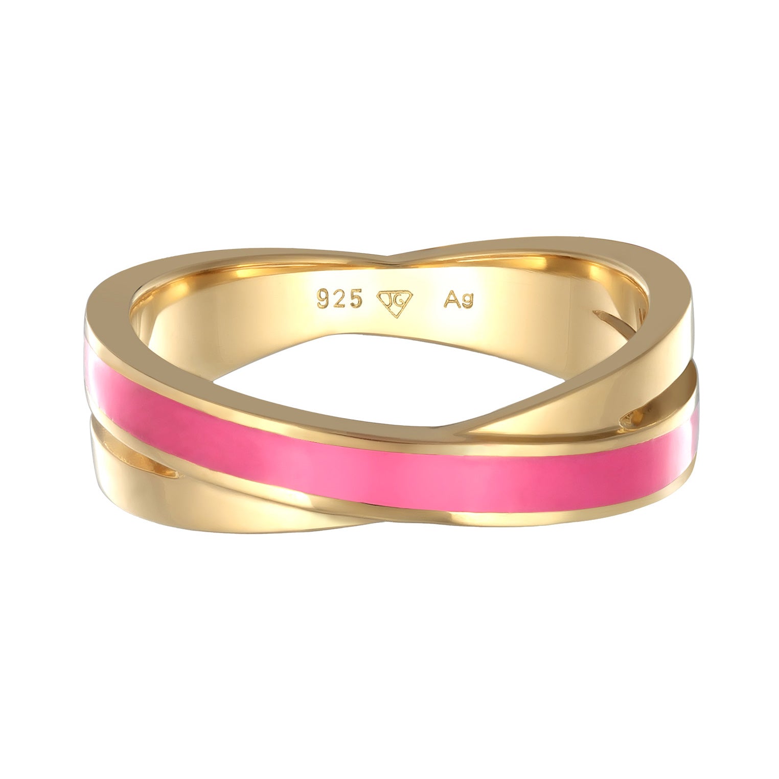 Pink - Elli | Wickelring | Emaille (Pink) | 925er Sterling Silber Vergoldet