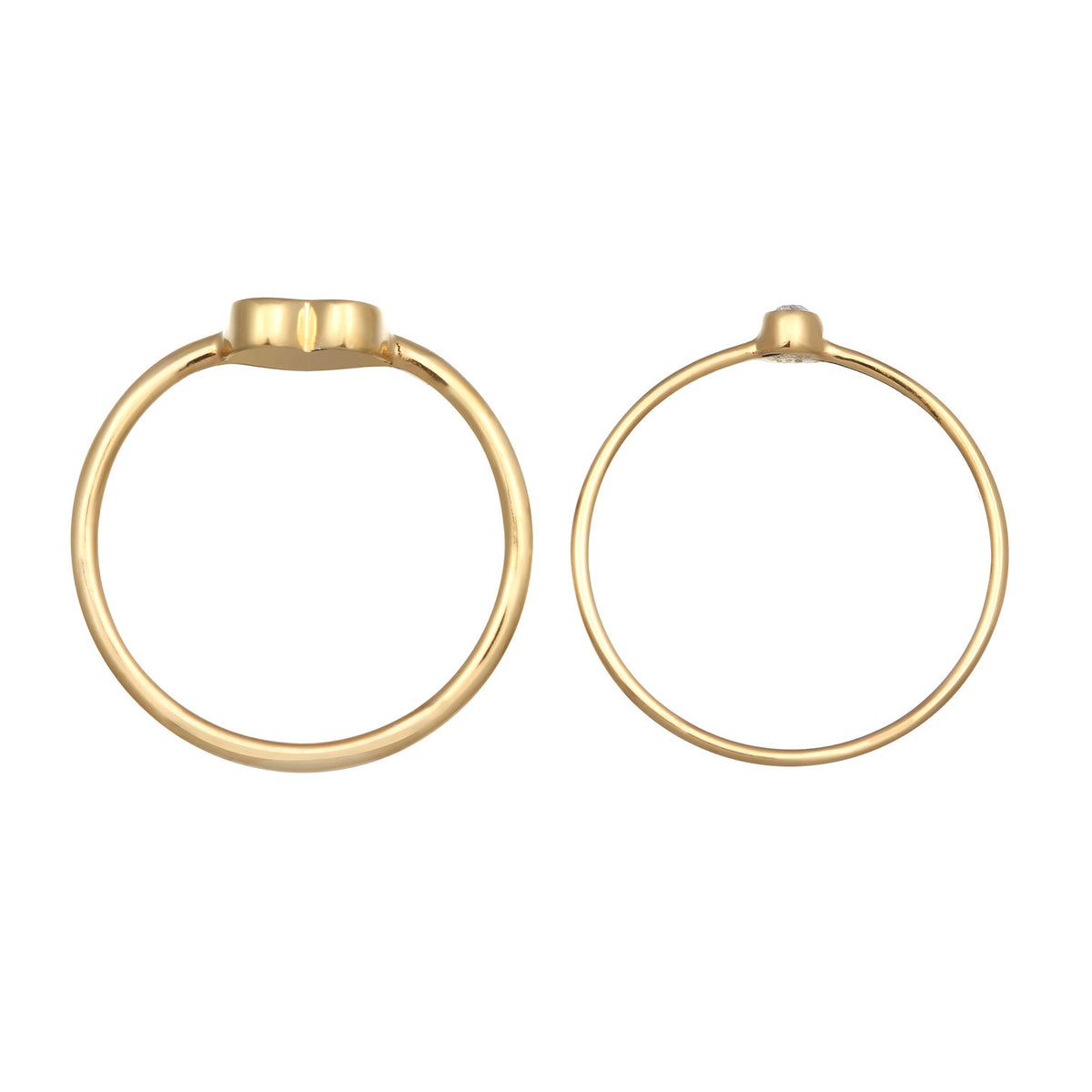 Gold - Elli | Solitär-Ring Set Herz | Mit Kristallen von Swarovski® | 925er Sterling Silber Vergoldet