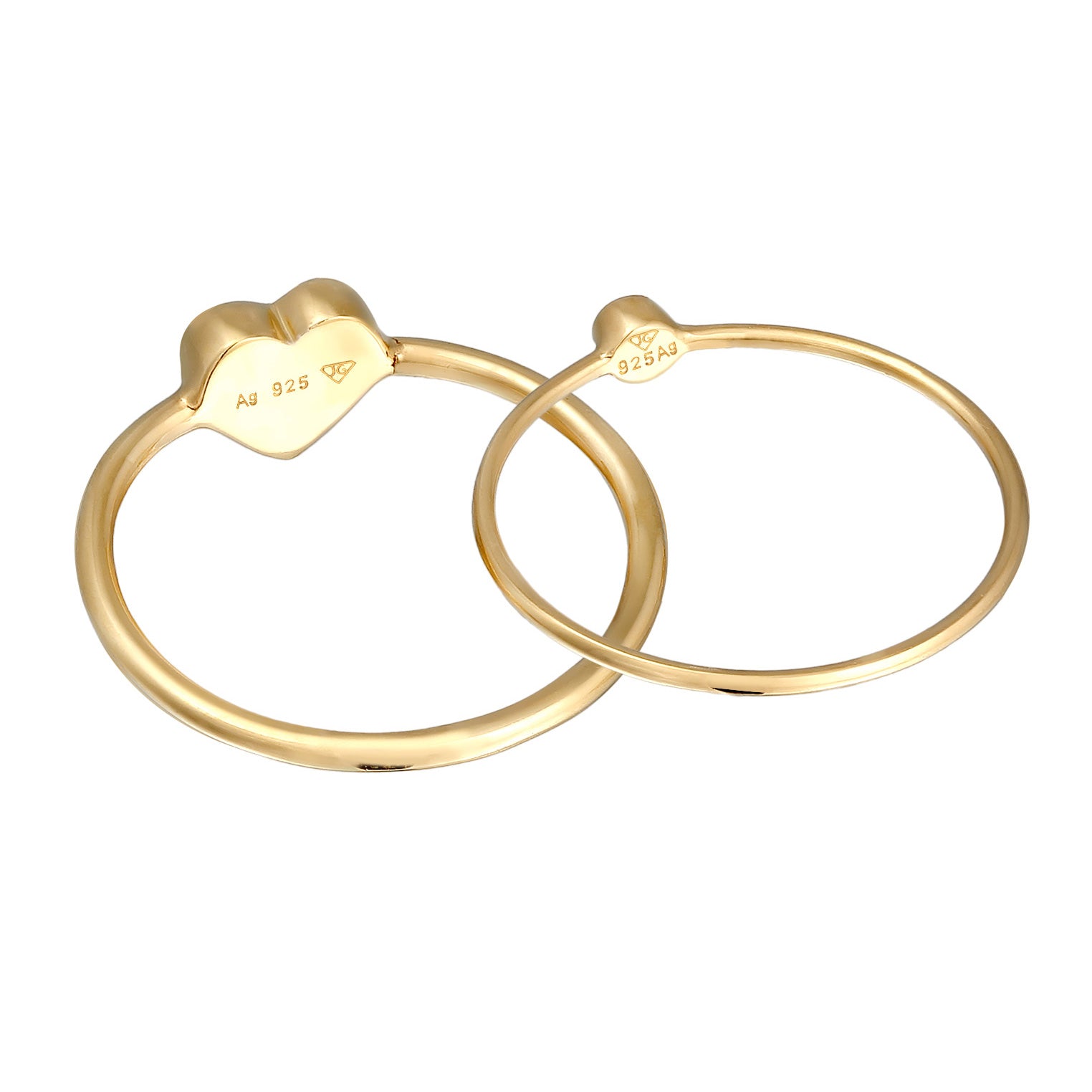 Gold - Elli | Solitär-Ring Set Herz | Mit Kristallen von Swarovski® | 925er Sterling Silber Vergoldet