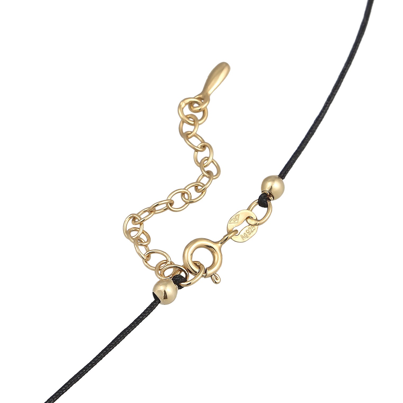 Gold - Elli | Choker Tropfen | Nylon, Kristall | 925er Sterling Silber