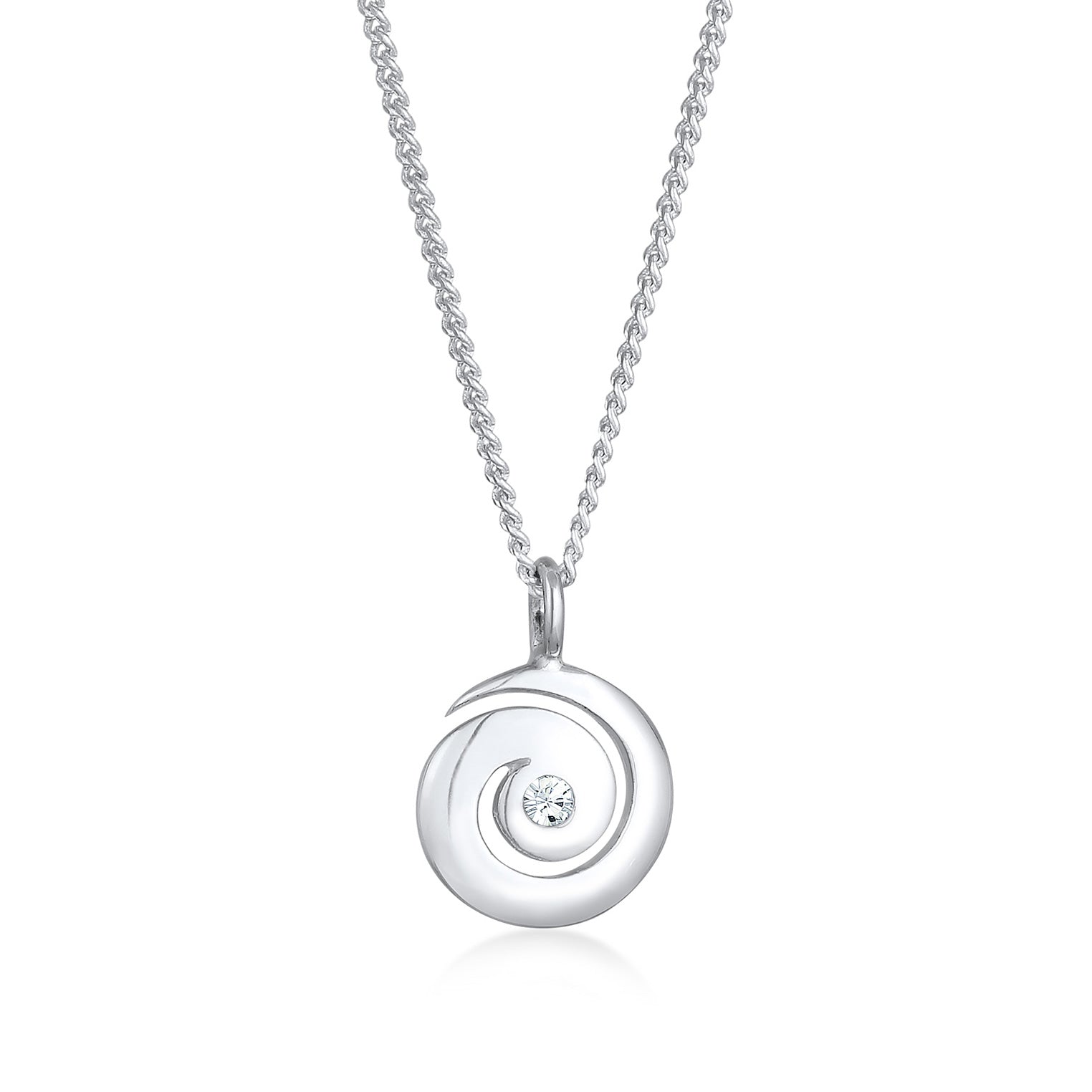 Silber - Elli | Halskette Spirale | Kristalle (Weiß) | 925er Sterling Silber