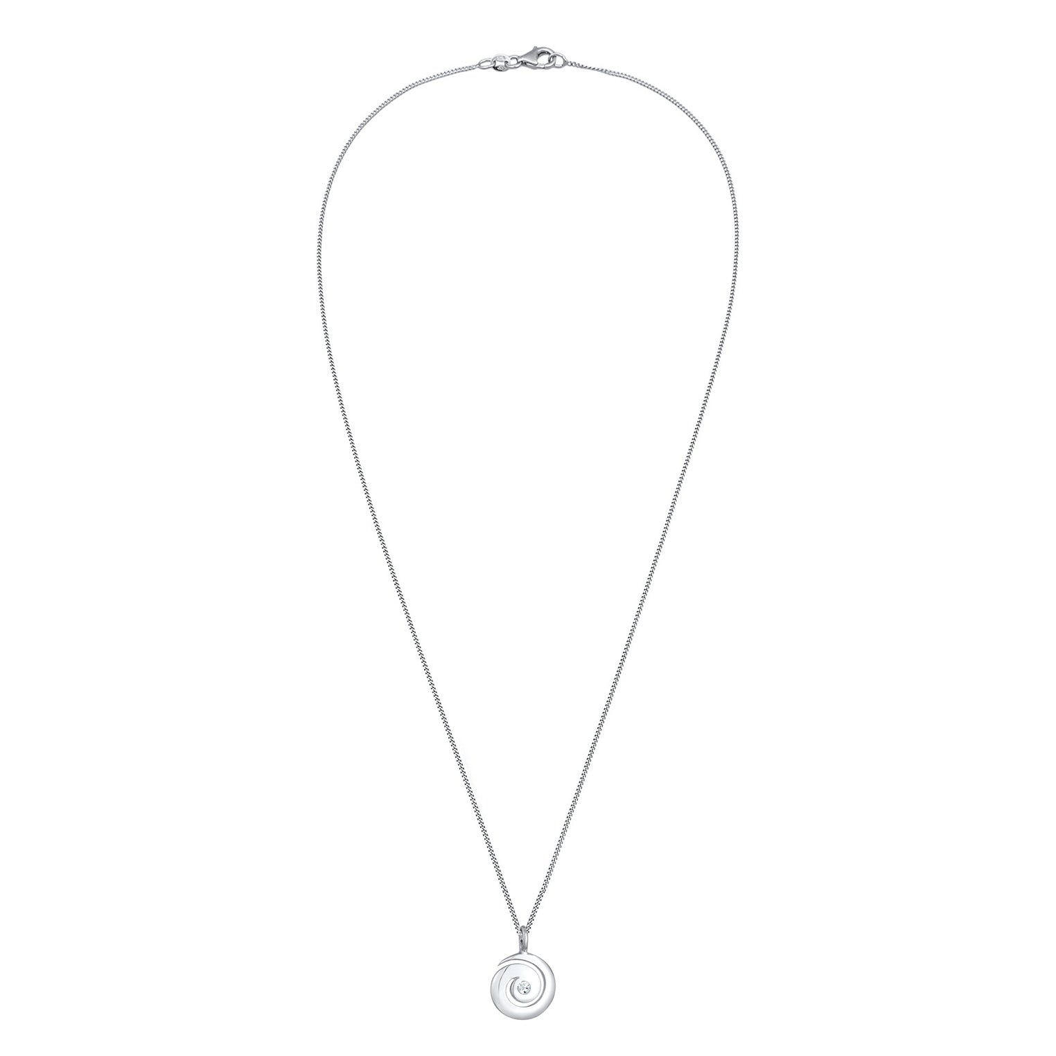 Silber - Elli | Halskette Spirale | Kristalle (Weiß) | 925er Sterling Silber
