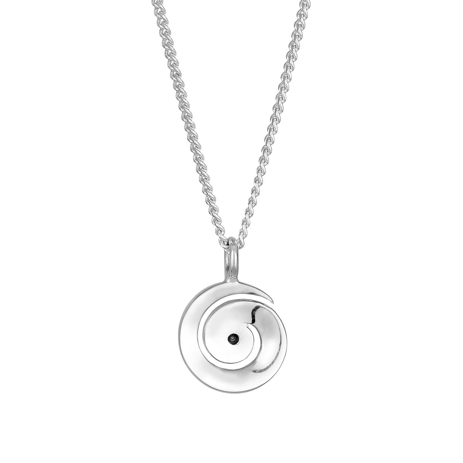 Silber - Elli | Halskette Spirale | Kristalle (Weiß) | 925er Sterling Silber