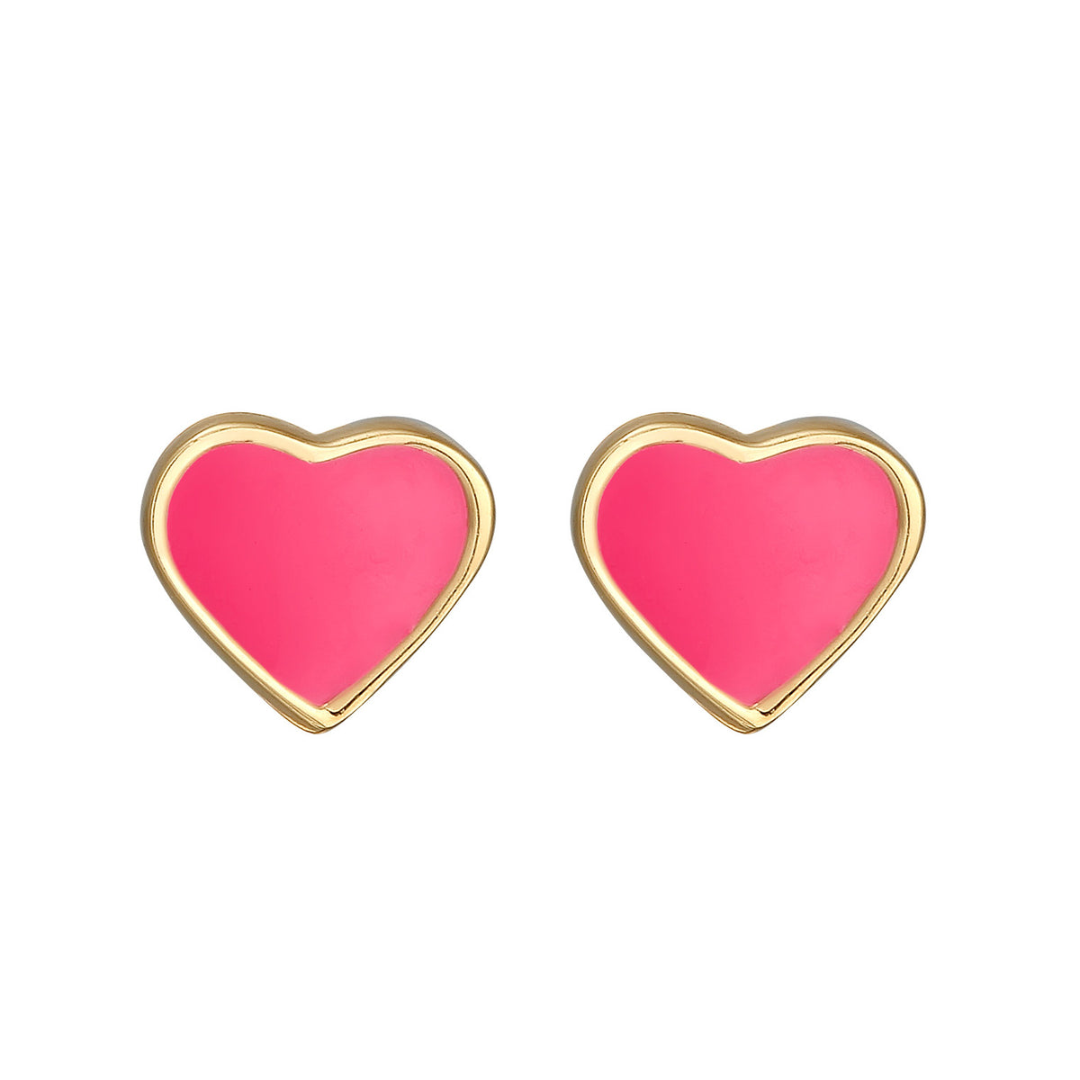 Pink - Elli | Ohrstecker Herz | Emaille (Pink) | 925er Sterling Silber Vergoldet