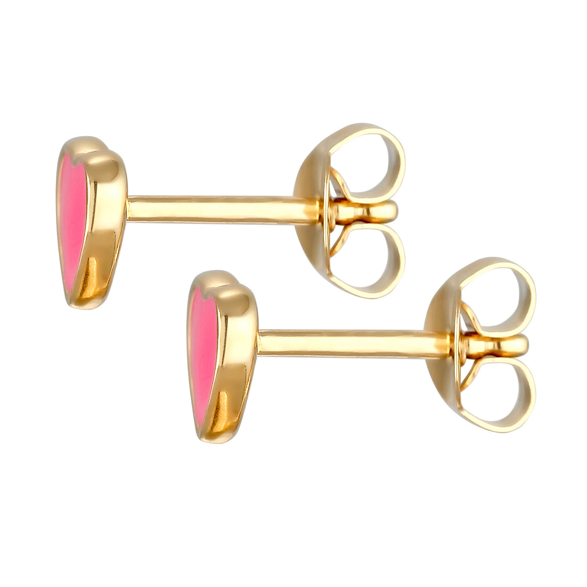Pink - Elli | Ohrstecker Herz | Emaille (Pink) | 925er Sterling Silber Vergoldet