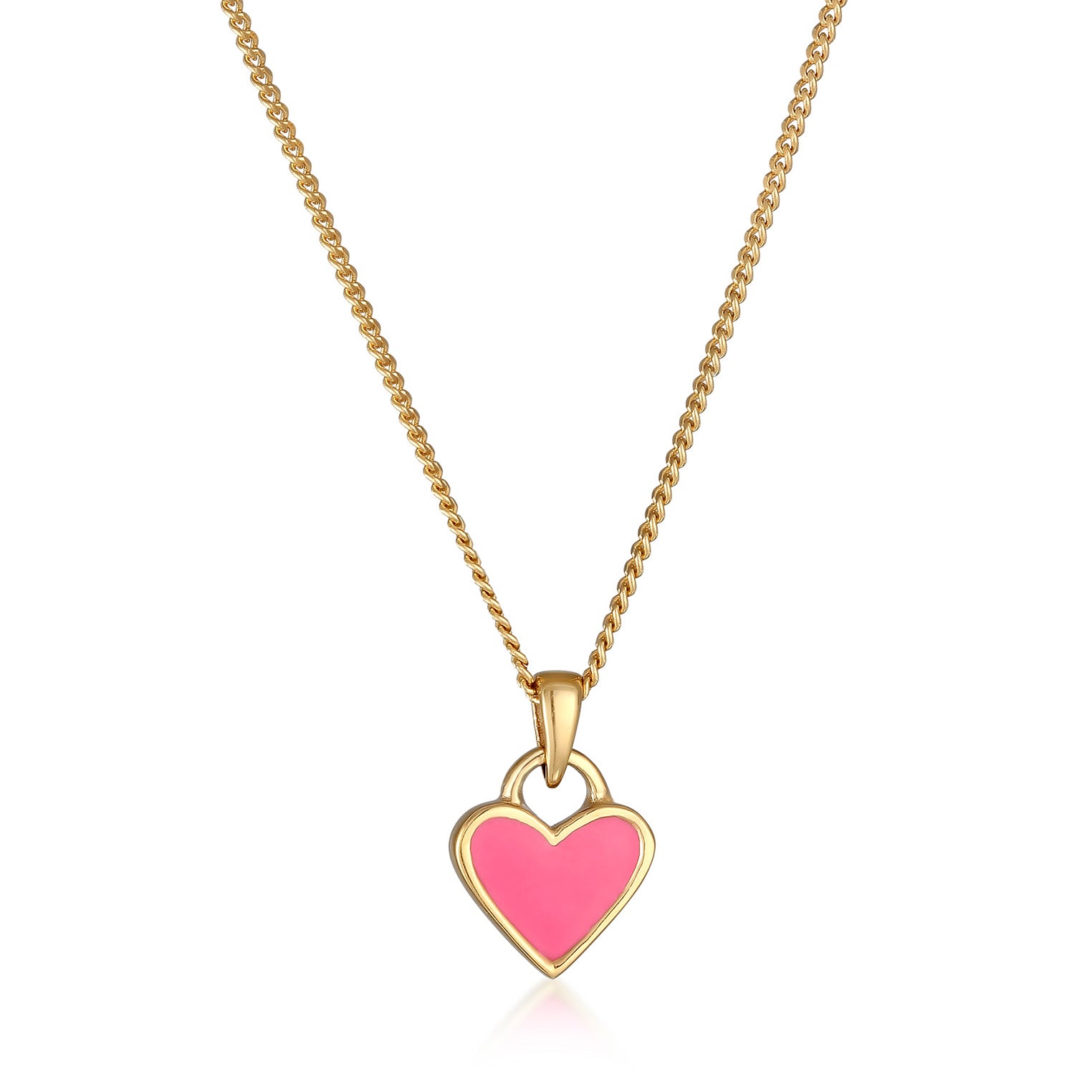 Pink - Elli | Halskette Herz | Emaille (Pink) | 925er Sterling Silber Vergoldet