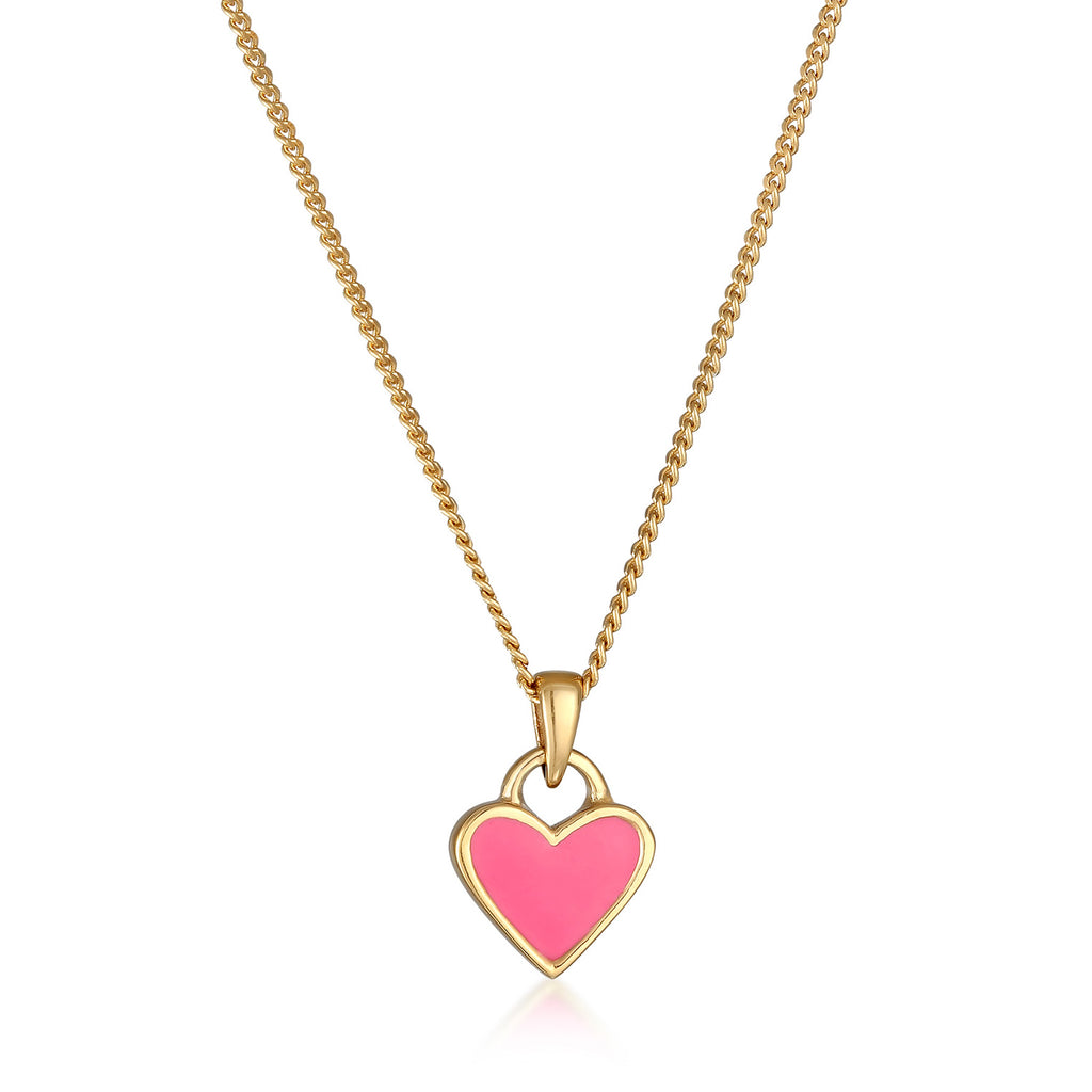 Pink - Elli | Halskette Herz | Emaille (Pink) | 925er Sterling Silber Vergoldet