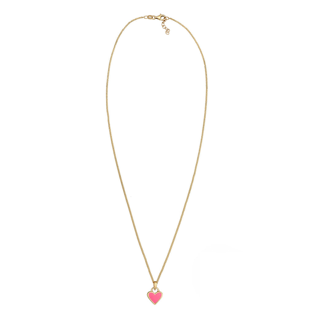 Pink - Elli | Halskette Herz | Emaille (Pink) | 925er Sterling Silber Vergoldet