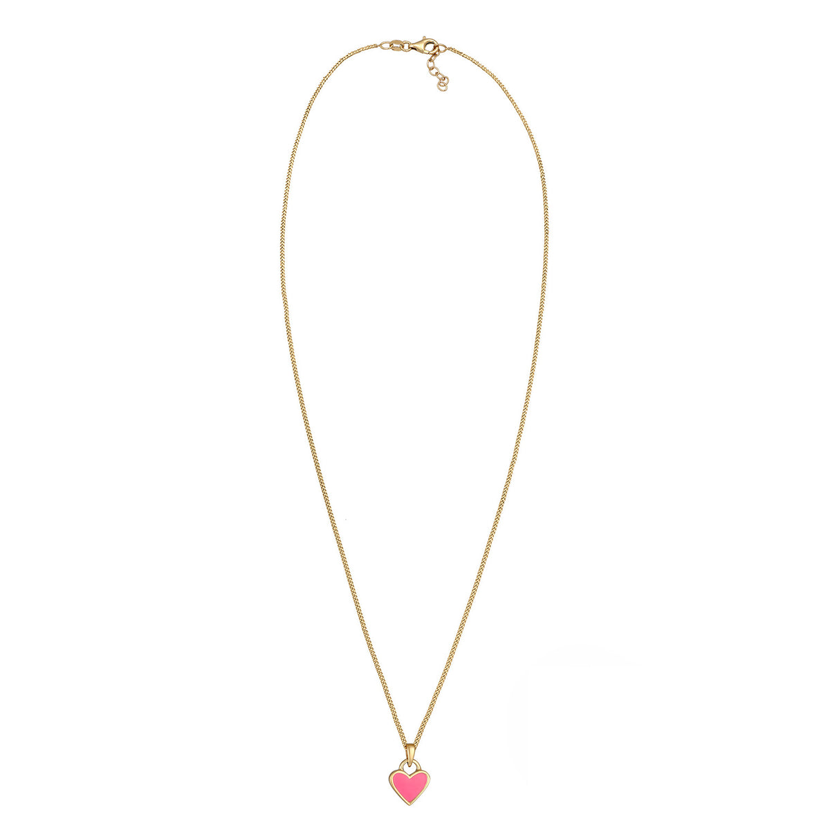 Pink - Elli | Halskette Herz | Emaille (Pink) | 925er Sterling Silber Vergoldet