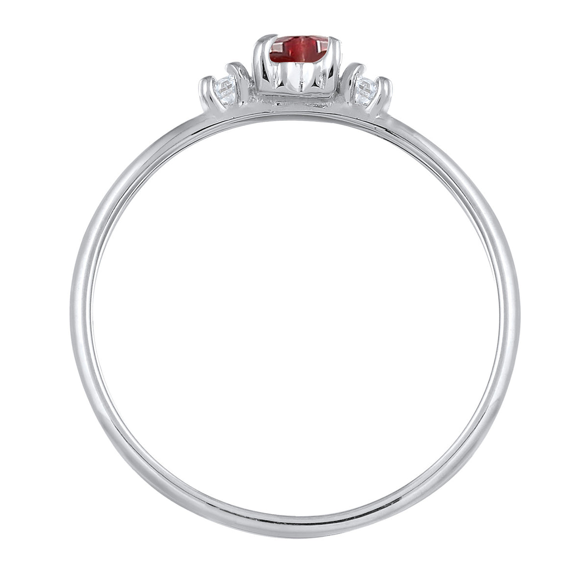 Silber - Elli | Verlobungsing Herz | Zirkonia (Rot) | 925 Sterling Silber
