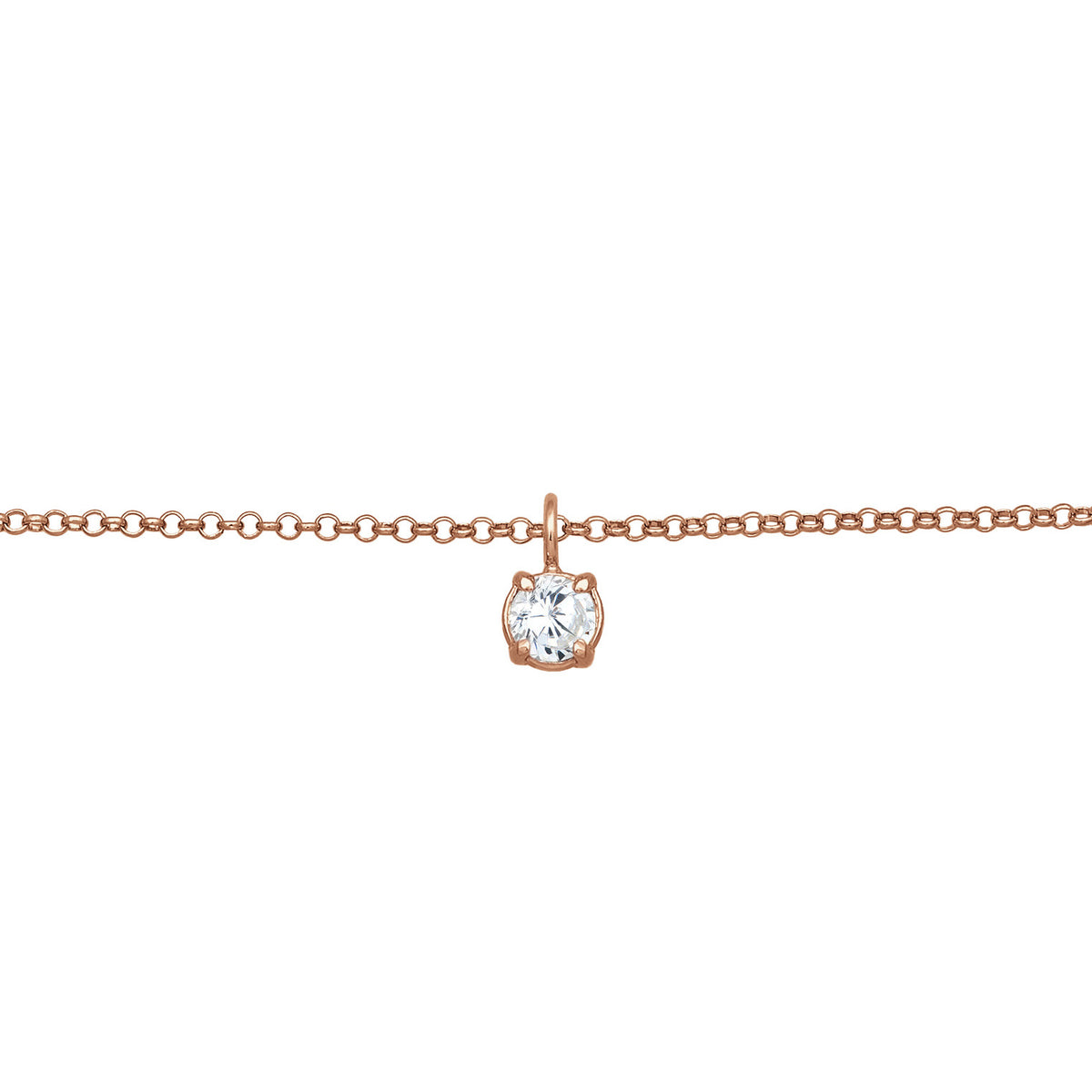 Roségold - Elli | Choker Solitär | Zirkonia (Weiß) | 925er Sterling Silber Rosévergoldet