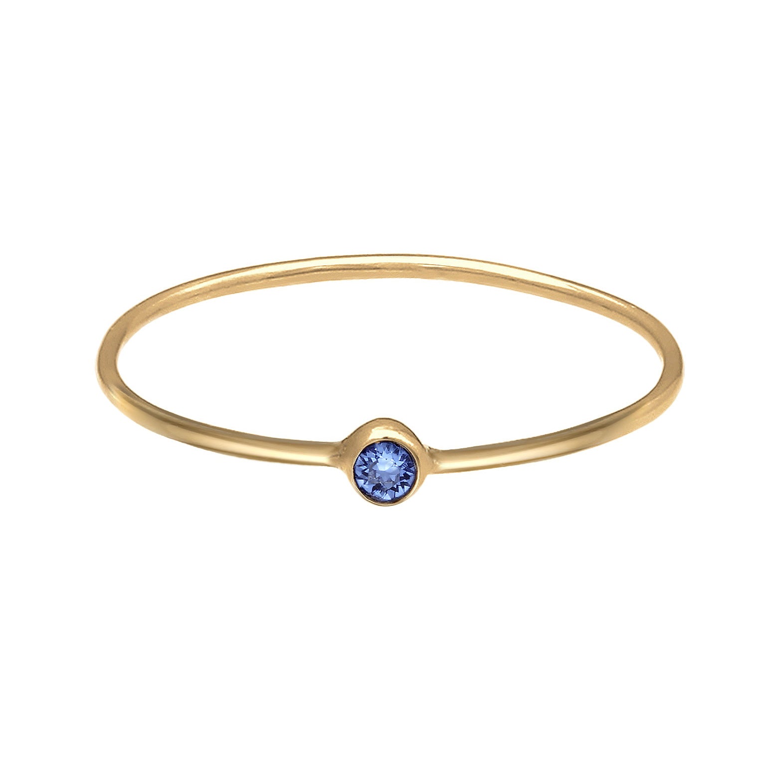 Blau - Elli | Stapelring Solitär | Kristall (Blau) | 925er Sterling Silber Vergoldet