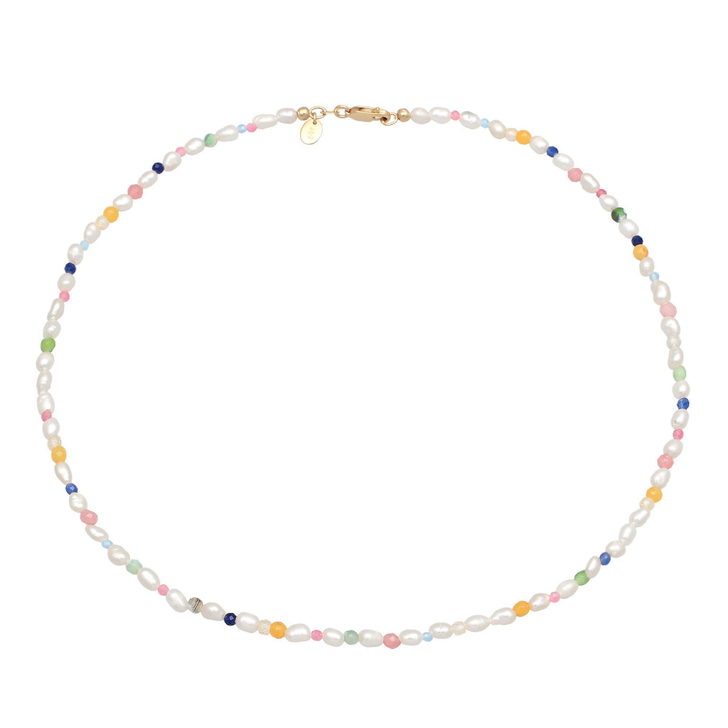 Gold - Elli PREMIUM | Halskette Beads Trend | Süßwasserzuchtperlen | 925er Sterling Silber Vergoldet