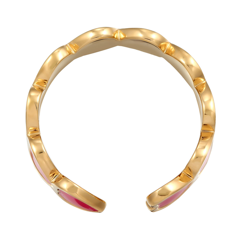 Gold - Elli | Ring Offen Herz | Emaille | 925er Sterling Silber Vergoldet