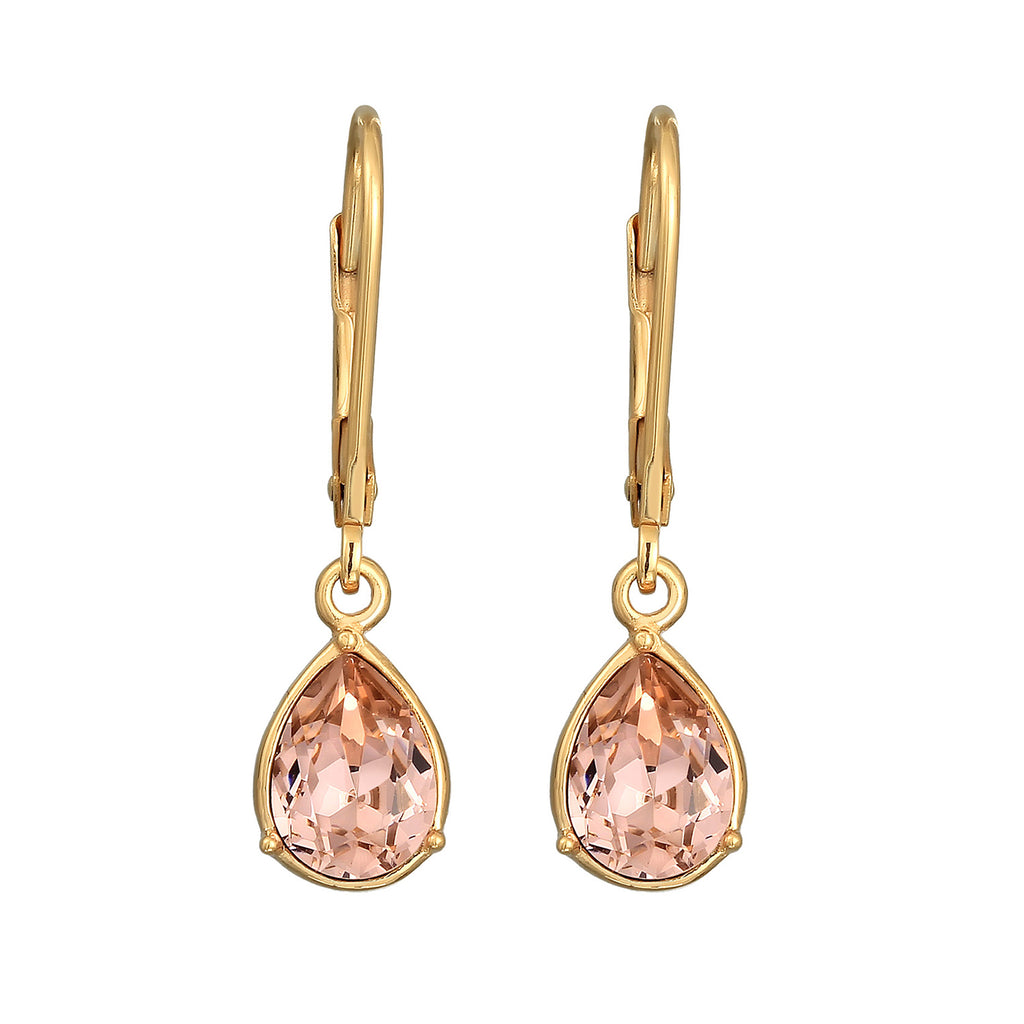 Gold - Elli | Ohrhänger Tropfen | Mit Kristallen von Swarovski® (Rosa) | 925er Sterling Silber Vergoldet