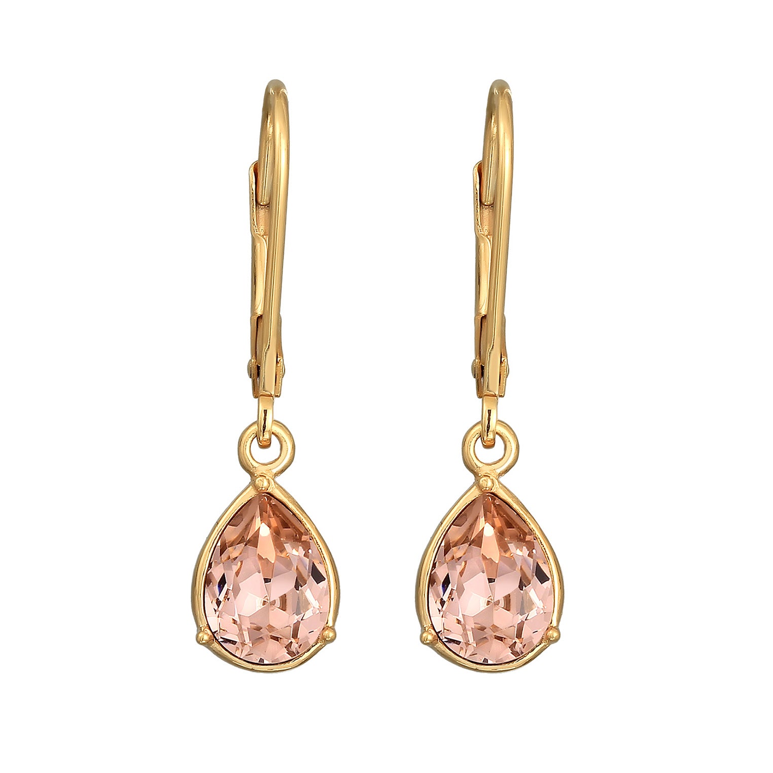 Gold - Elli | Ohrhänger Tropfen | Mit Kristallen von Swarovski® (Rosa) | 925er Sterling Silber Vergoldet