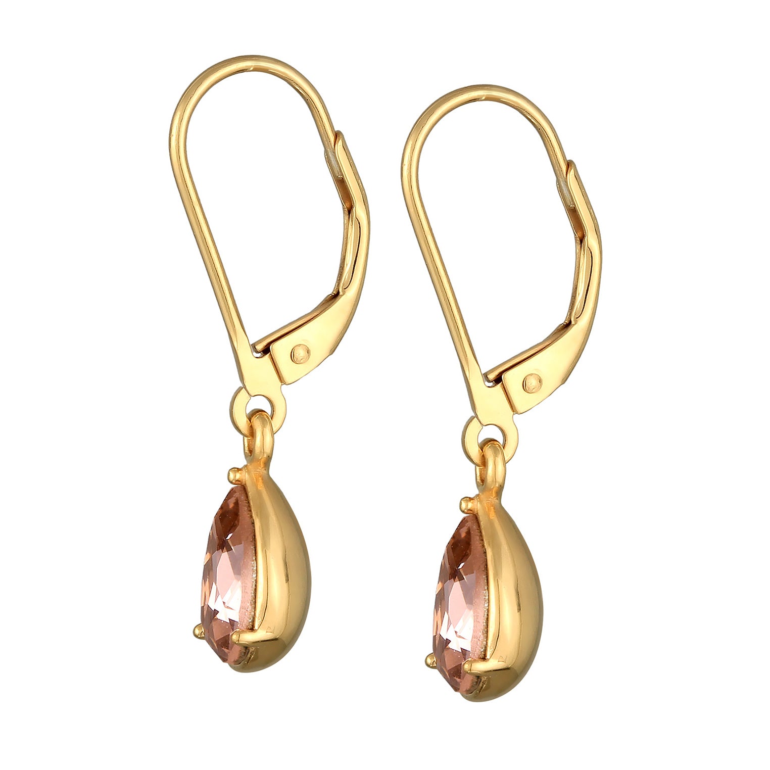 Gold - Elli | Ohrhänger Tropfen | Mit Kristallen von Swarovski® (Rosa) | 925er Sterling Silber Vergoldet
