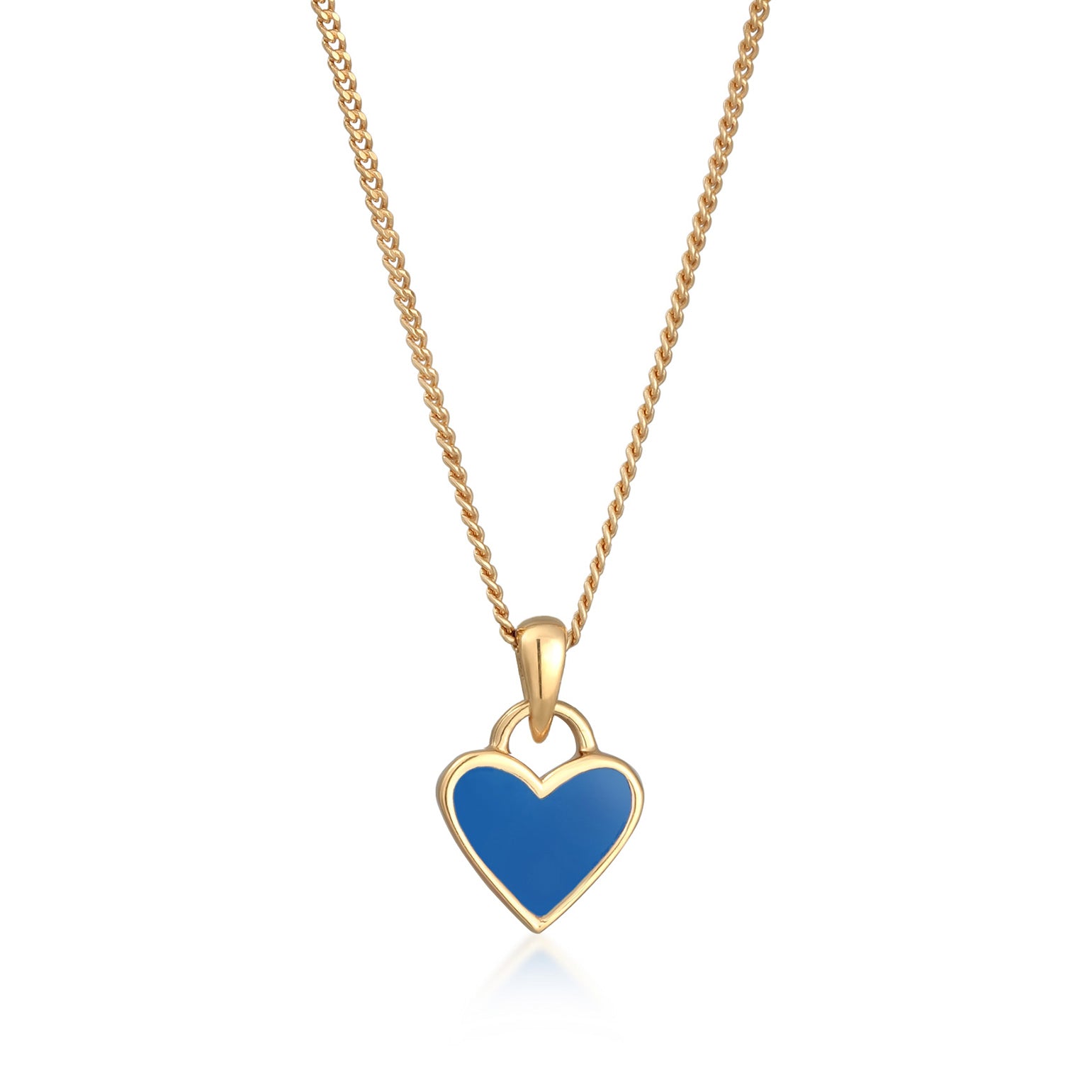 Blau - Elli | Halskette Herz Anhänger | Emaille | 925er Sterling Silber Vergoldet