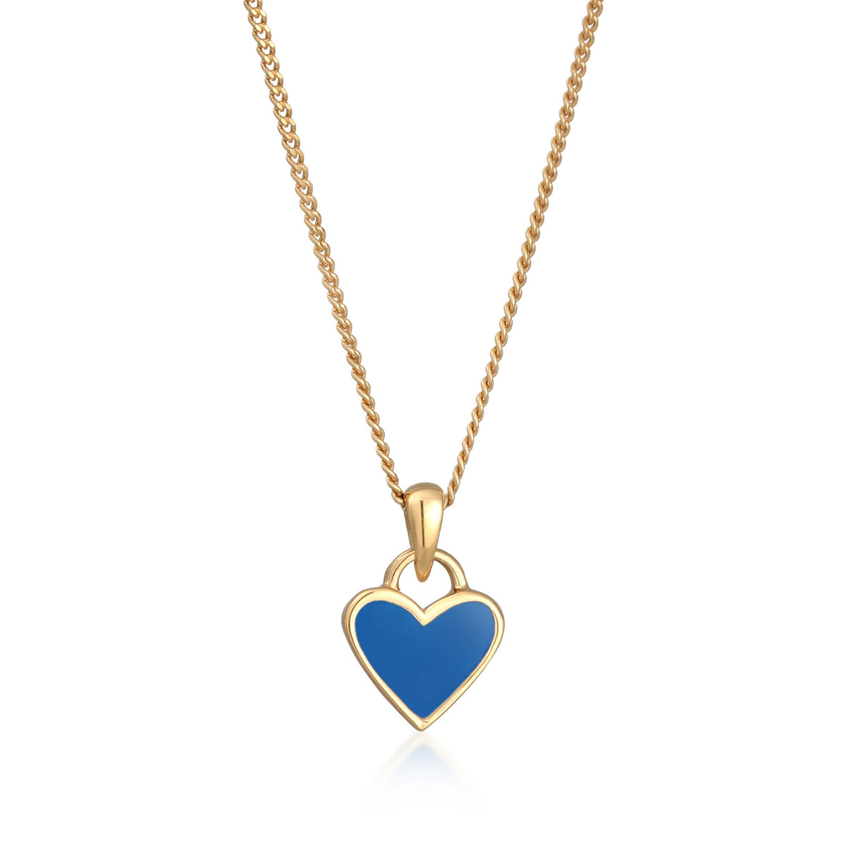 Blau - Elli | Halskette Herz Anhänger | Emaille | 925er Sterling Silber Vergoldet
