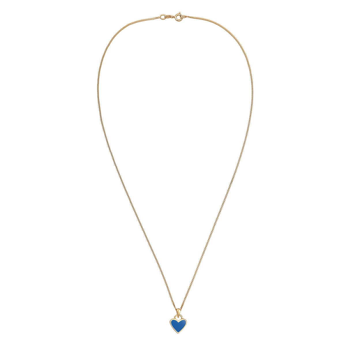 Blau - Elli | Halskette Herz Anhänger | Emaille | 925er Sterling Silber Vergoldet