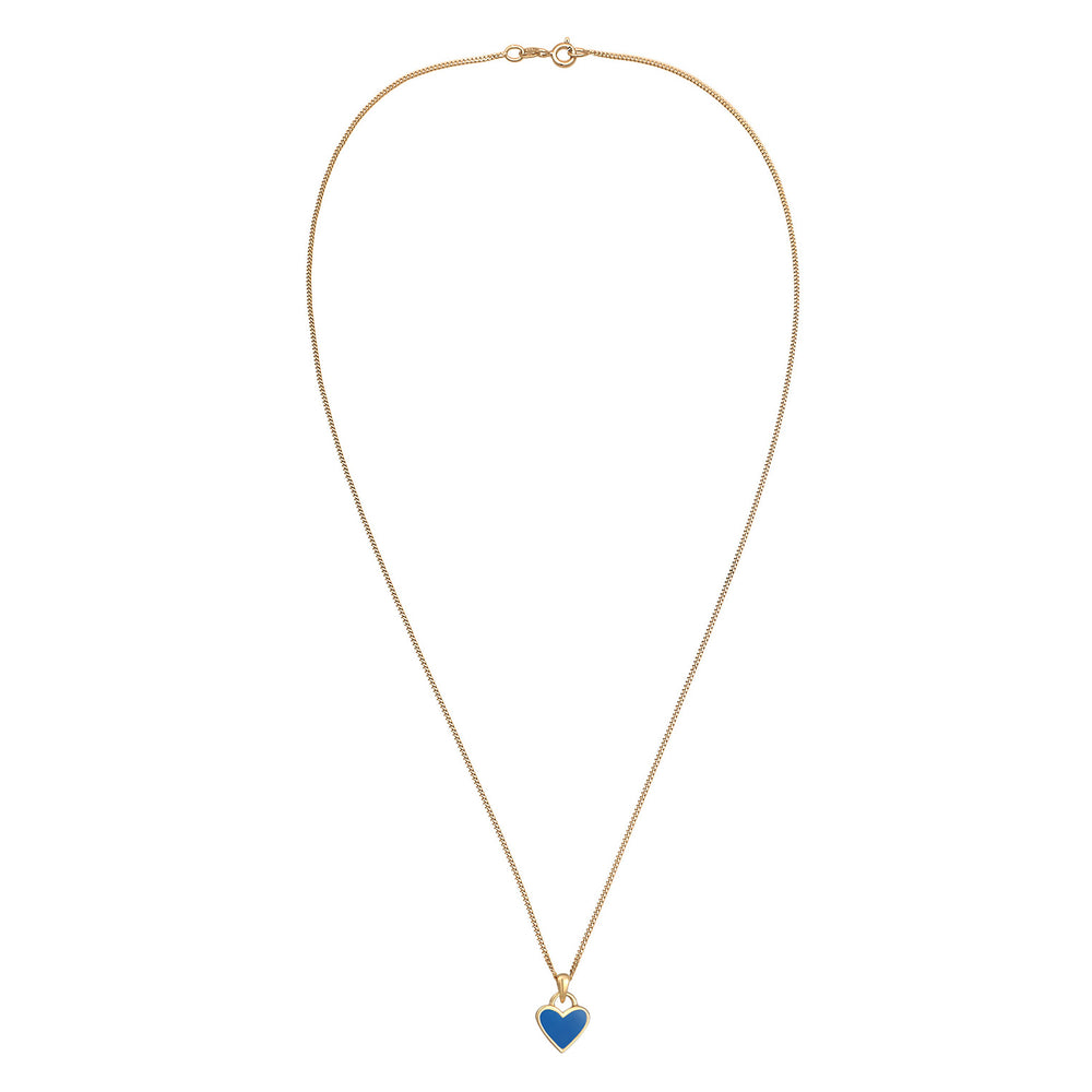 Blau - Elli | Halskette Herz Anhänger | Emaille | 925er Sterling Silber Vergoldet