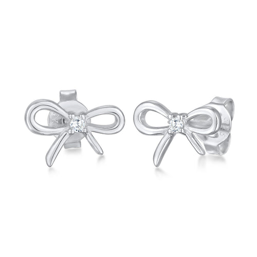 Silber - Elli | Ohrstecker Schleife | Zirkonia (Weiß) | 925er Sterling Silber
